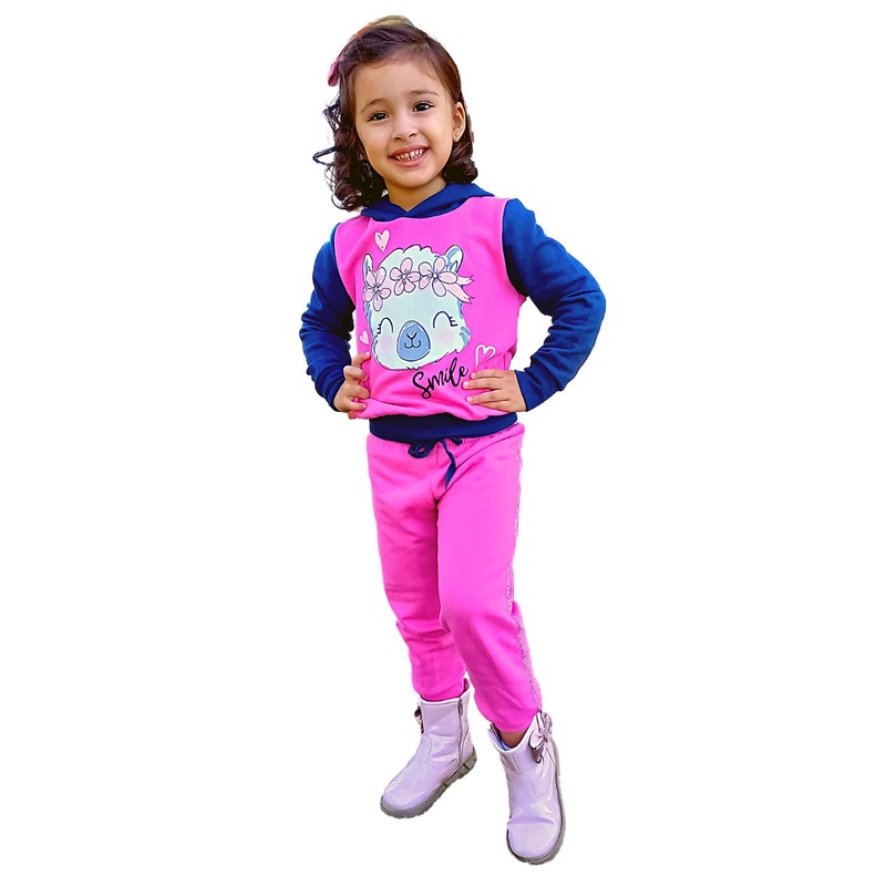 Roupa Infantil Conjunto Infantil Moletom Menina Lhama (Blusa Moletom + Calça) Roupa para criança