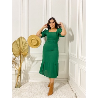 Vestido manga curta mídi decote princesa moda evangélica look para ir para igreja e dia dia