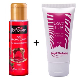 Gel Comestivel Para Oral Que Esquenta Sabor Morango + Lubrificante Intimo Kit Casal