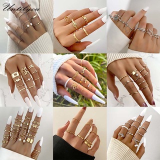 Personalizado Pérola Anéis De Cristal Set Torção Coração Ondulado Costura Anel Para As Mulheres Jóias Acessórios