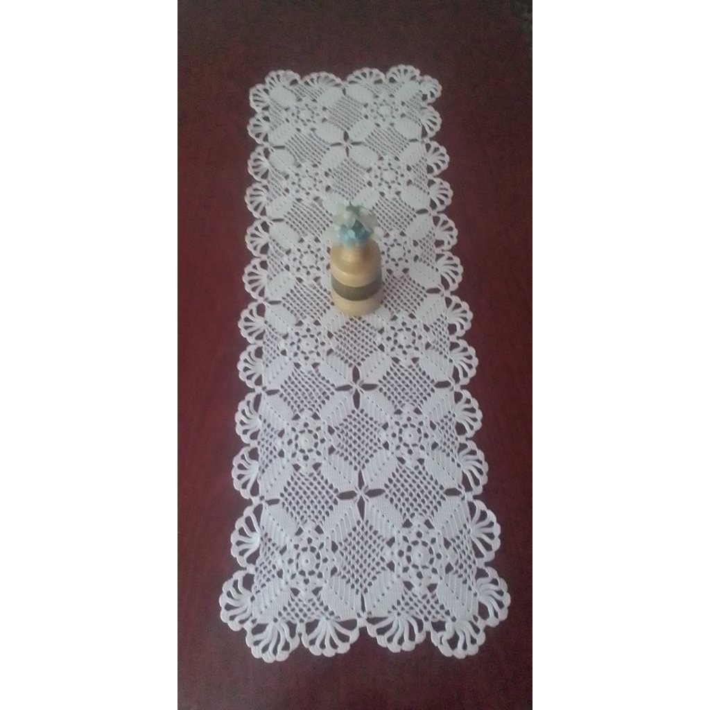 Caminho trilho mesa crochê branco linha seda com algodão | Shopee Brasil