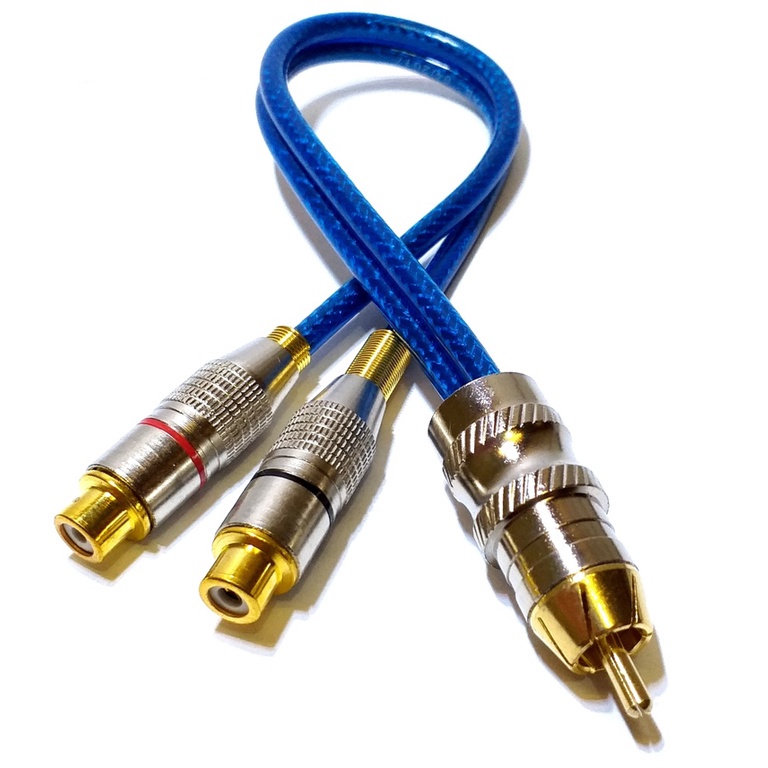 CABO RCA BLINDADO Y 1M/2F PARA MÓDULO 1 MACHO E 2 FÊMEA AZUL