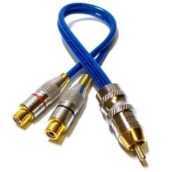 CABO RCA BLINDADO Y 1M/2F PARA MÓDULO 1 MACHO E 2 FÊMEA AZUL