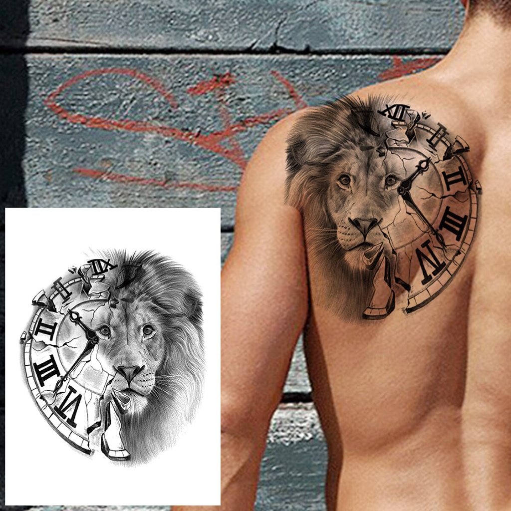 Forest Wolf Temporary Tattoo For Men Women Adult Kids Compass Fake Lion  Tattoos Sticker Owl Black Fox Flower Tatoos Waterproof | Shopee Brasil