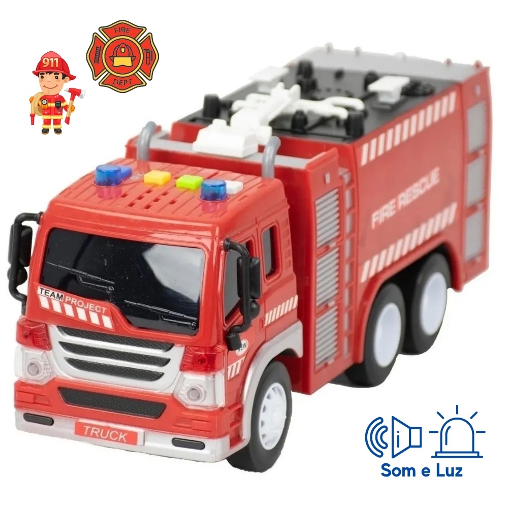 Carro Carrinho Bombeiro Infantil com Sirene Caminhão Luz Som | Shopee ...