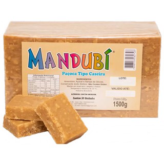 Doce Paçoca Tablete Barra c/50un 1,5kg Mandubi Rapadura