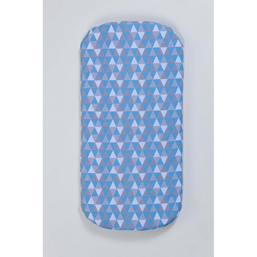 Colchonete para Carrinho de Bebe Geométrico Azul bebe com Cinza com Espuma densidade 16 Colchao oval para carrinho moises