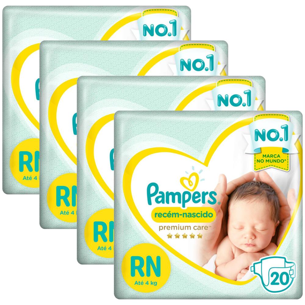 Kit Fralda Pampers Premium Care Recém Nascido com 80 unidades - Até 4kg em Oferta na Shopee