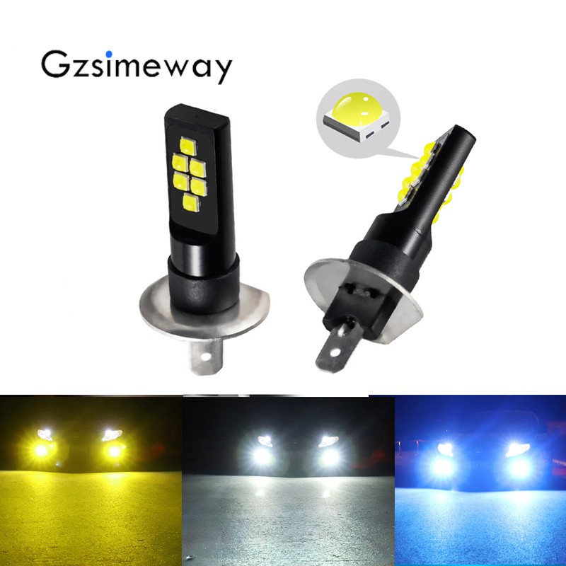 2PC H7 LED H1 H3 Lâmpada de nevoeiro H8 H9 H11 9006 HB4 H3 881 H27 Bulbo 3000K 6000K 25000K Farol de nevoeiro para carro