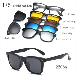 Fashion Clip on Magnetic Women Sunglasses Men  Magnet Clip Myopia Glasses Outdoor Sports 1 + 5 Combined Sunglasses em Oferta na Shopee