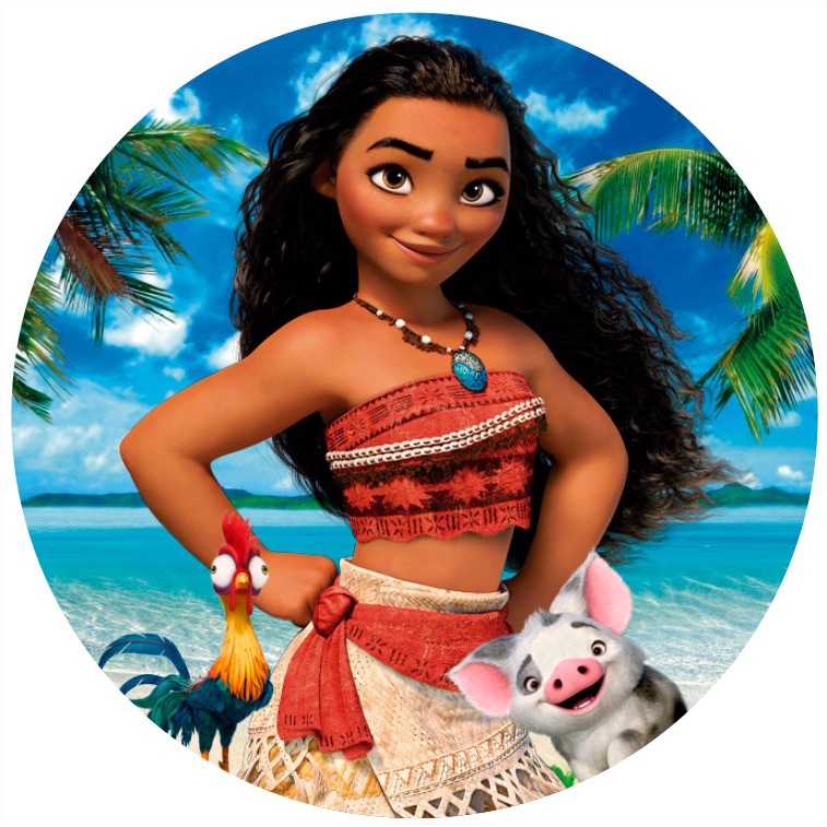 Painel De Festa Redondo Sublimado Em Tecido 1,50x1,50 Moana em Oferta na Shopee