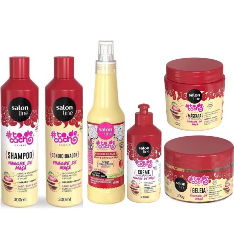 Kit Salon Line Todecacho Vinagre De Maca Com 06 Produtos Shampoo Condicionador Mascara Geleia Creme De Pentear E Spray Shopee Brasil