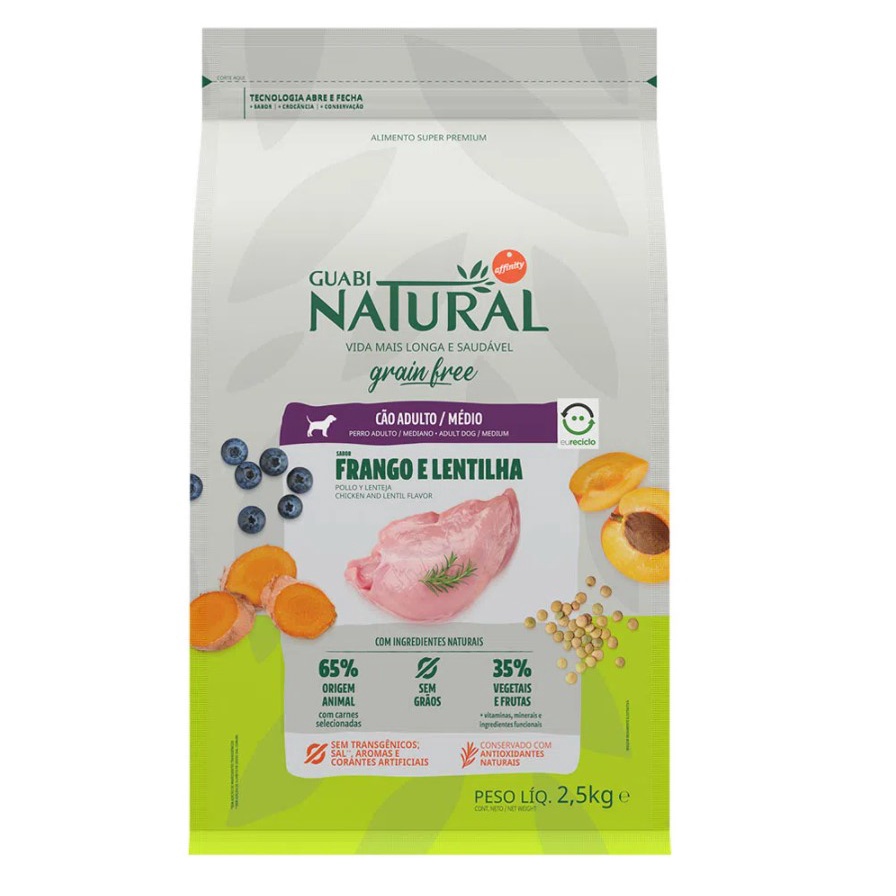 Ração G Natural Grain Free Cães ADT Medio FRA&LEN 2,5kg