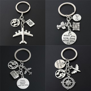 1pc Mapa Do Mundo Encantos Avião Chaveiros Não Importa Onde Pingente Chaveiro Para Viagen…