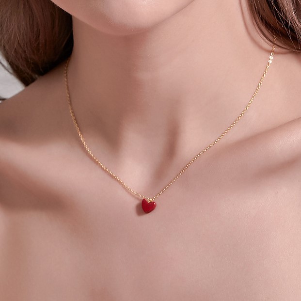 Colar De Amor Vermelho Cadeia De Clav Cula Pingente Pequeno Cora O Vermelho