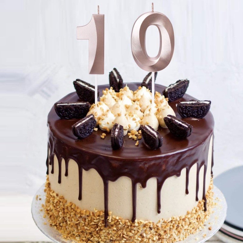 2 Vela De Aniversário Designer ROSE GOLD - MANDAR NÚMERO POR MSG