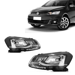 Par Farol Gol G7 2017 2018 Friso Cromado Foco Simples