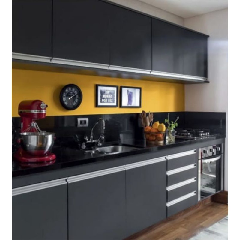 Envelopamento Preto fosco 1mX50cm, + Brinde 1uma Espatula, Adesivo para Geladeira, Armário, Microondas, Fogão, janelas e outros.