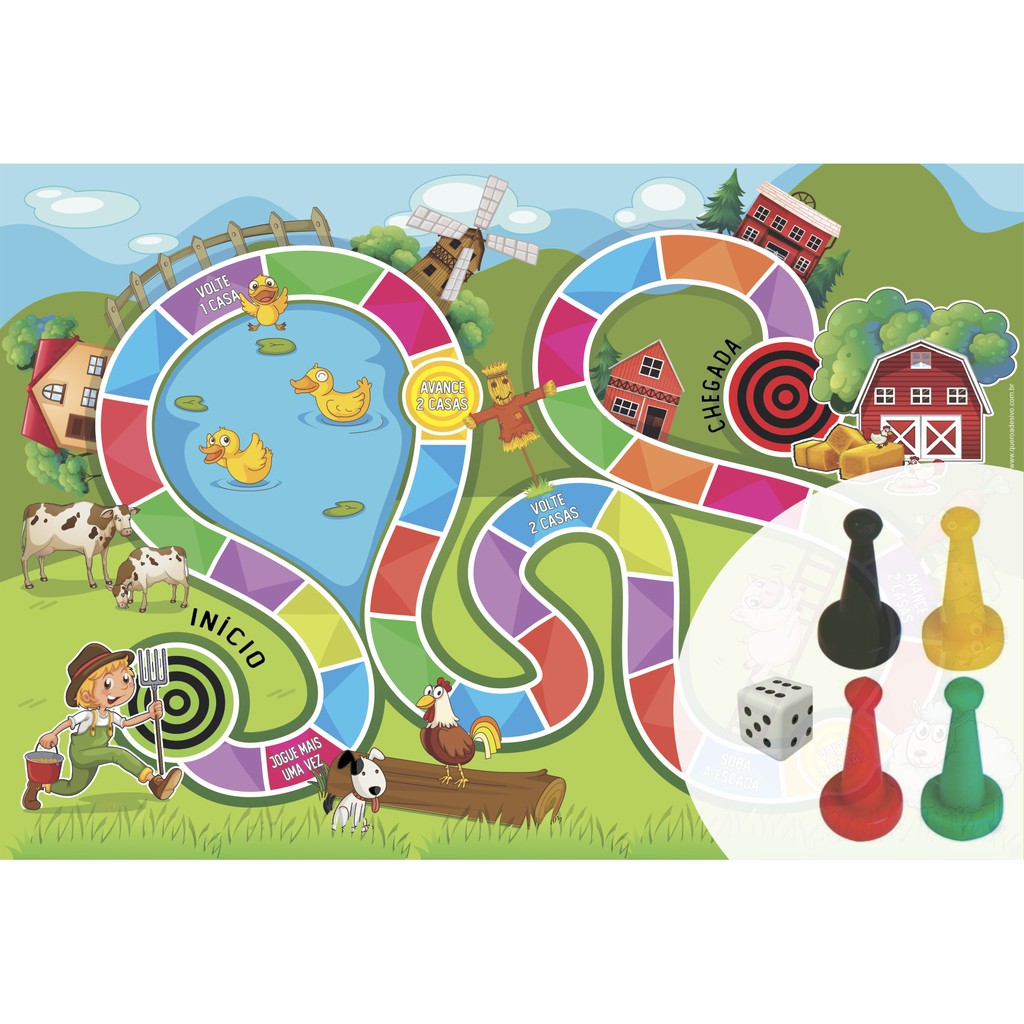 Jogo De Tabuleiro Fazendinha Em Lona Infantil | Shopee Brasil