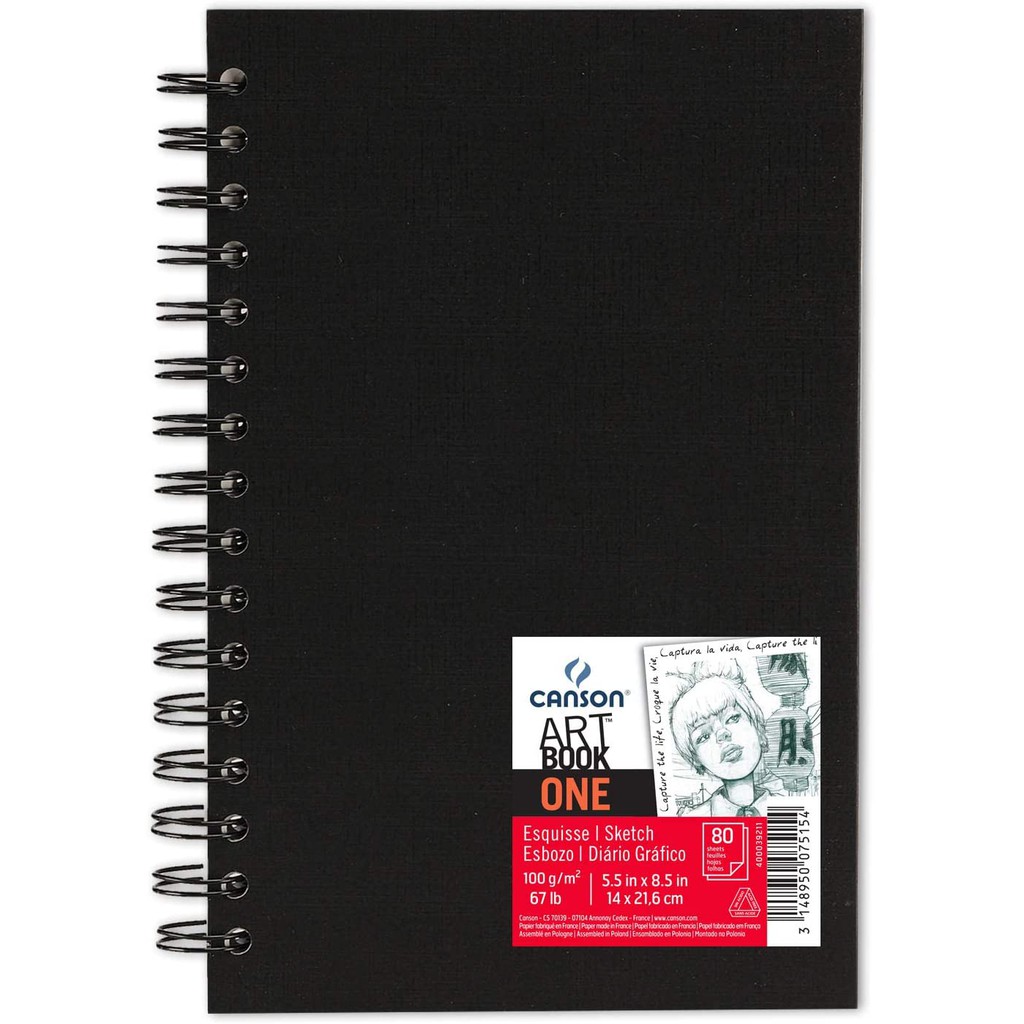 Bloco Espiral Sketchbook Canson One 80fls 100g A5 14x21,6cm em Oferta na Shopee