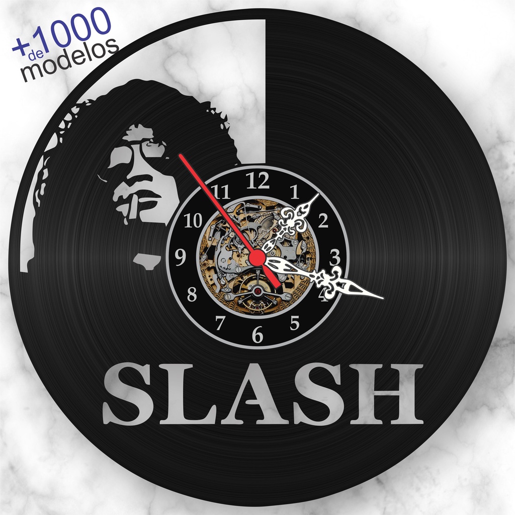 Relógio Slash Disco de Vinil iLustrado Guns N Roses Banda Rock LP Guitar Hero Music Player