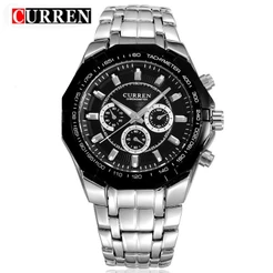 Curren Mens Relógios Top Marca De Luxo Aço Inoxidável Quartzo Moda Esporte À Prova D'água 8084 X