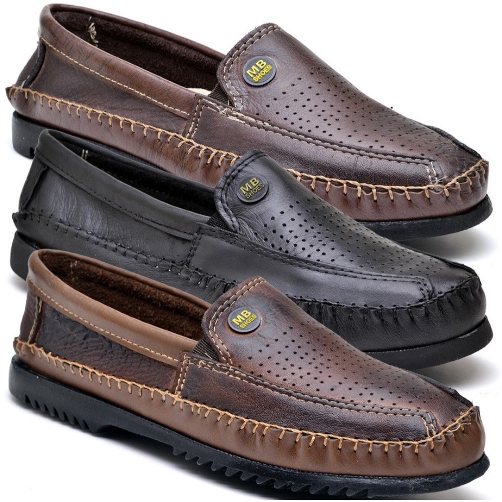 Kit 3 Pares de Sapato Masculino Mocassim Couro Legítimo Promoção em Oferta na Shopee