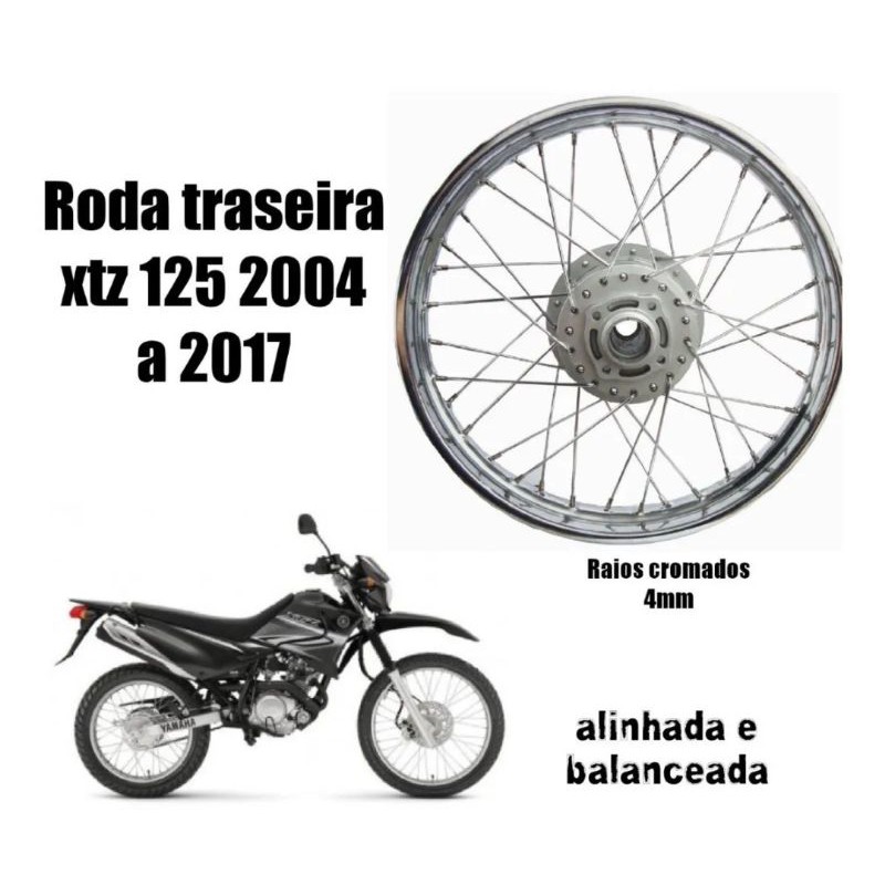 Roda Montada Traseira XTZ 125 raios 4mm cromado Aro 18x185