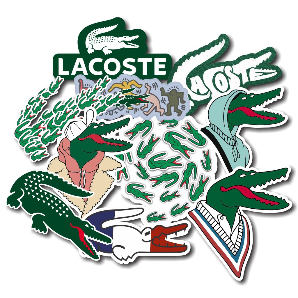Kit 10 Adesivos Stickers Lacoste France Djokovic A prova D'Agua para Skate ou Notebook ou Mala