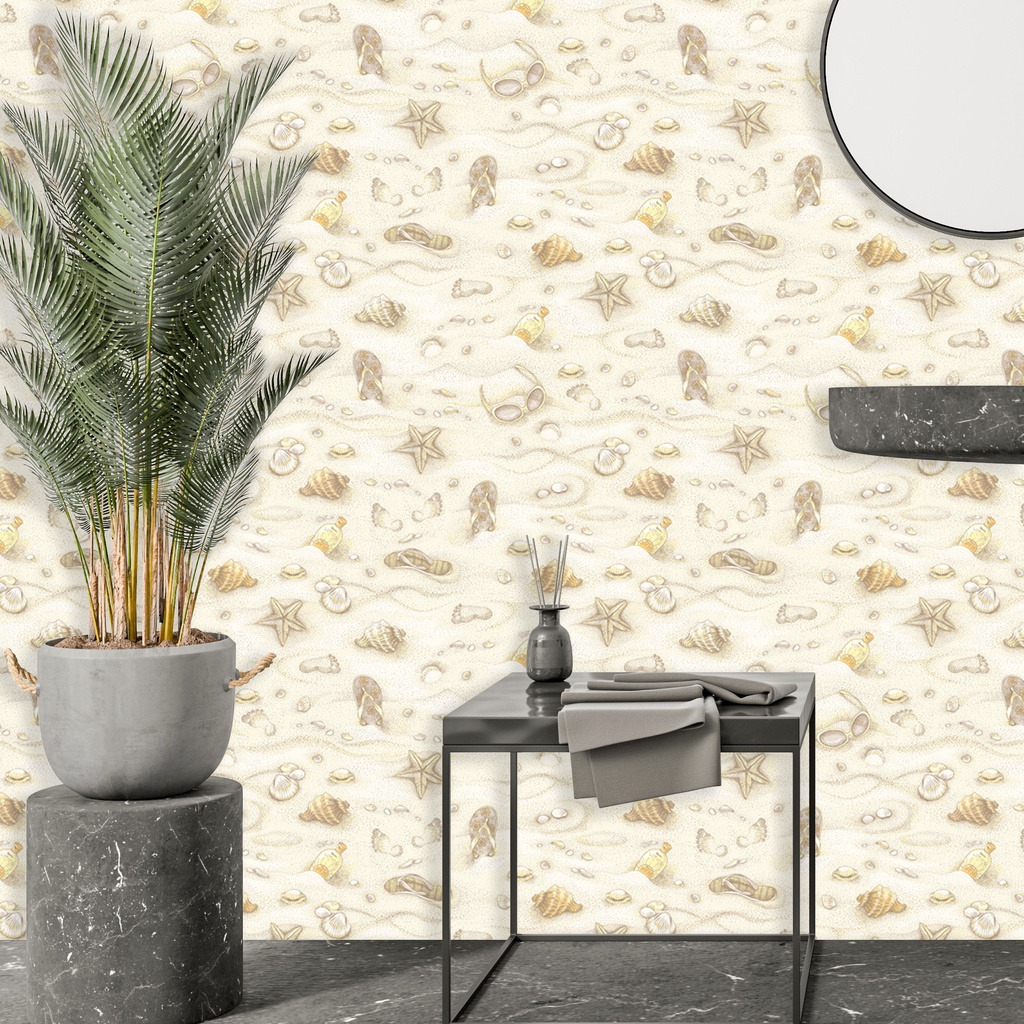 Papel De Parede Banheiro Praia Areia Adesivo Para Banheiro Adesivo Lavável 3 Metros
