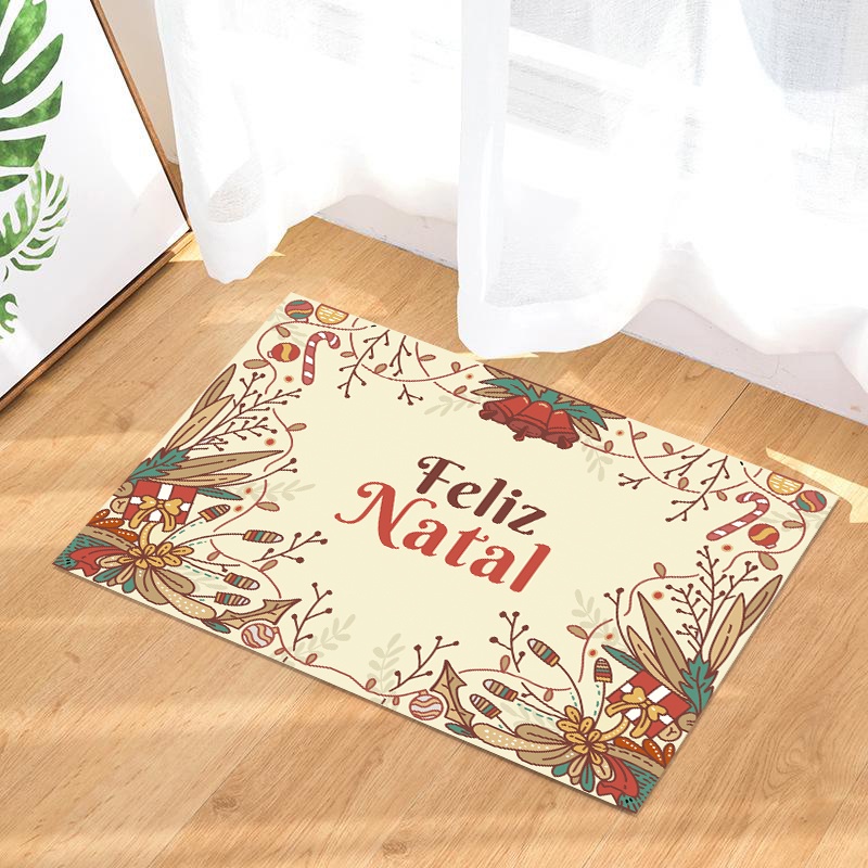 Tapete capacho para porta de entrada - Feliz Natal decorado de natal