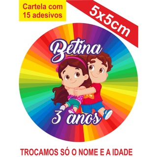 2 Cartelas de Adesivos (30 unidades) Maria Clara e JP Personalizados 5x5cm Festa Aniversário Lembrancinha