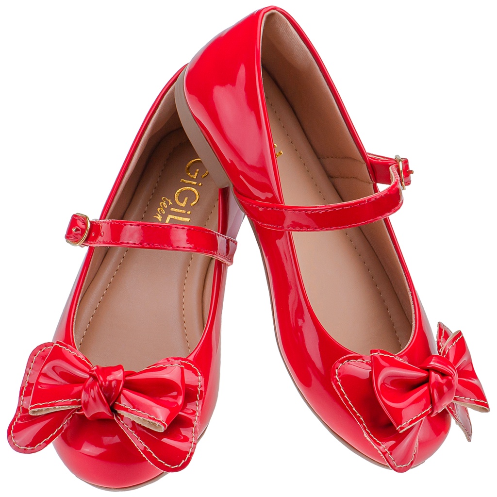 Sapatilha Infantil Feminina Vermelha Sapato Leve Boneca Salomé Menina Laço Confortável Moda Blogueira - Baby & Kids Fashion