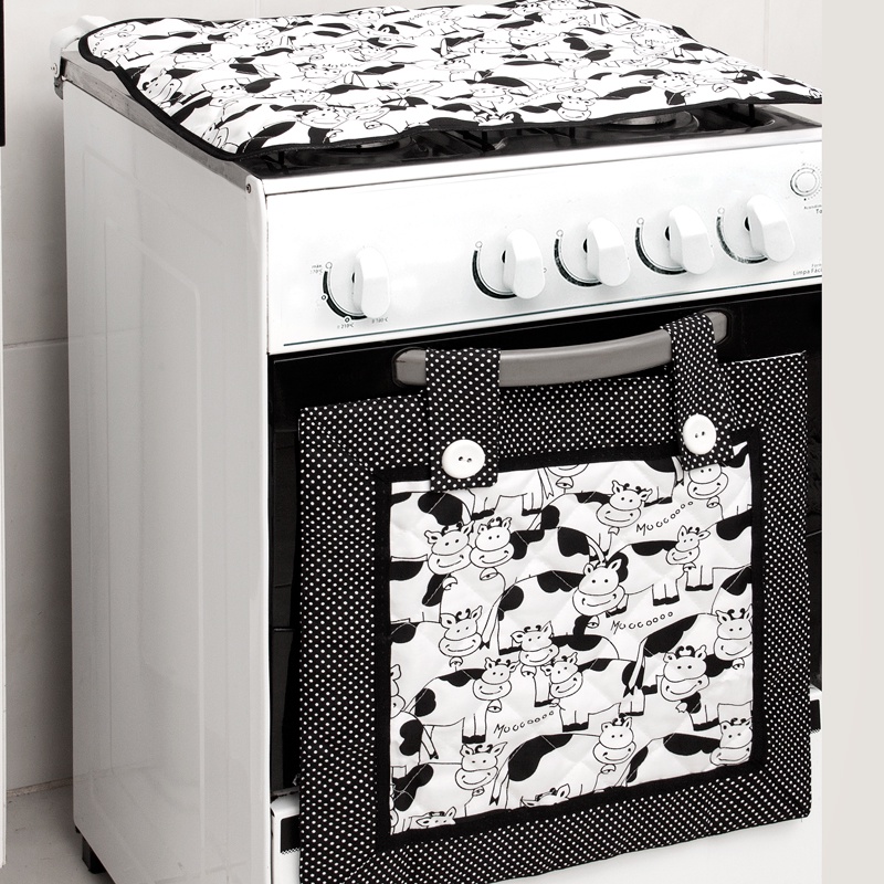Kit para fogão 5/6  Bocas  Cortina Forno + Capa P/ Tampa Fogão  - Vaquinha