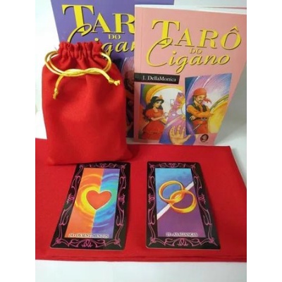 Tarô Cigano 36 Cartas + Livro + Toalha Vermelha + Saquinho Vermelho madras