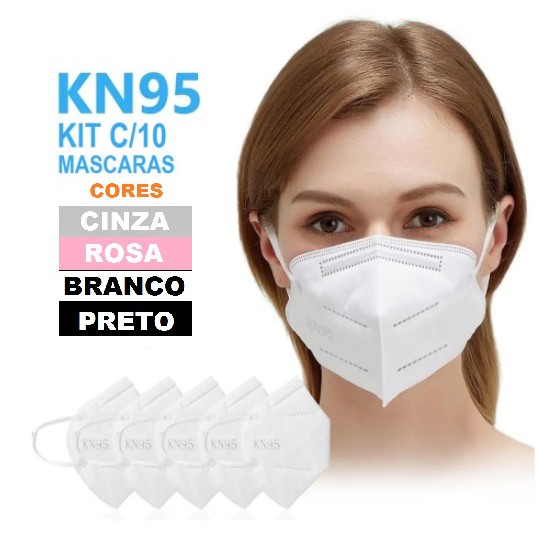 Kit 10 Máscaras K N95 Proteção Respiratória Pff2 Reutilização de ate 7 dias ou 40 horas
