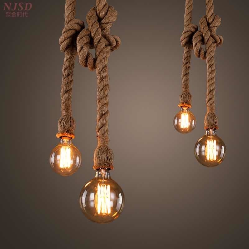Pendente Corda Sisal Retro Duplo E27 Bivolt