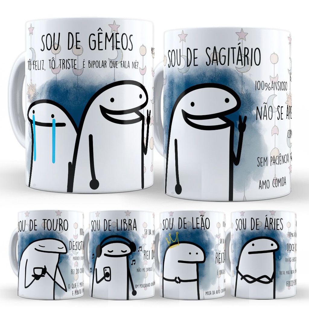 Imagem Caneca Flork Signos Masculino Personalizada com Nome e Frases de Porcelana 325ml