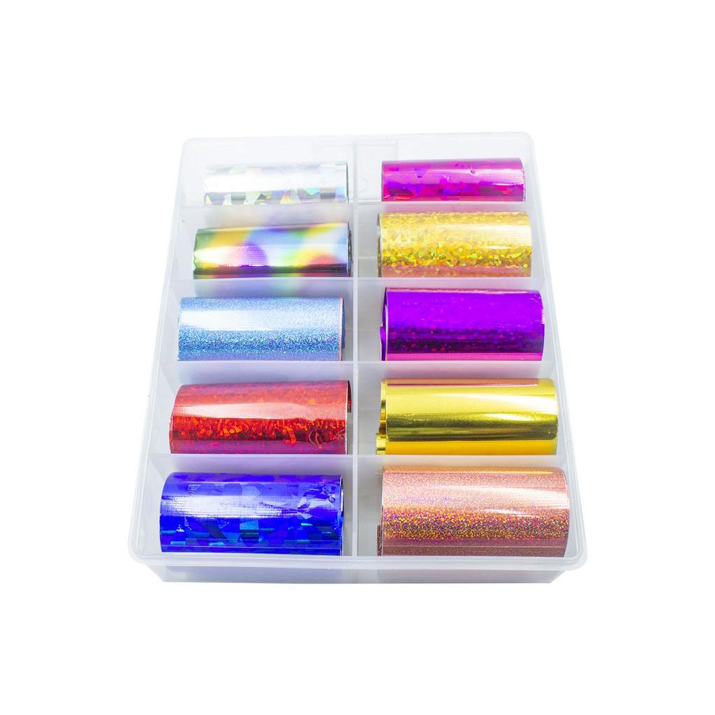 Nail Foil Unhas Colorido Decoração, Caixa com 10 Rolos Foil em Oferta na Shopee