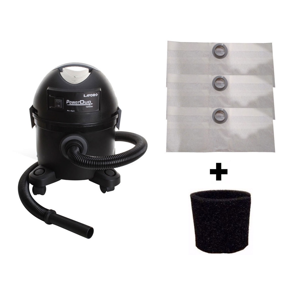 Kit 6 Sacos Descartável Aspirador Pó Lavor Wash Power Duo + Filtro Motor
