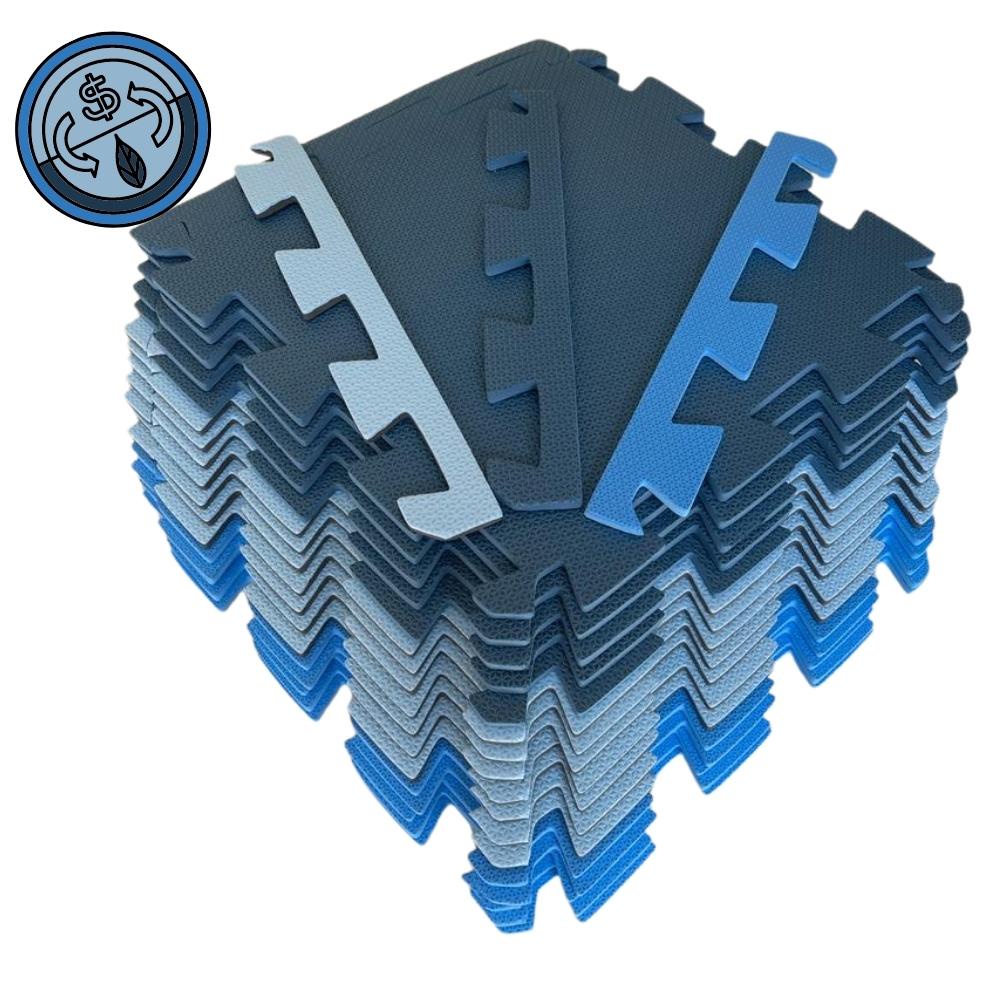 Kit 10 Tatames - EVA Tons de Azul Econômico - 50x50x1 cm. em Oferta na Shopee