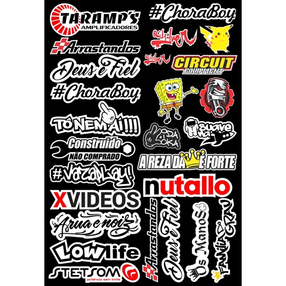 Cartela de Adesivo Tuning Country para Moto Capacete Garrafa De Tereré em Oferta na Shopee