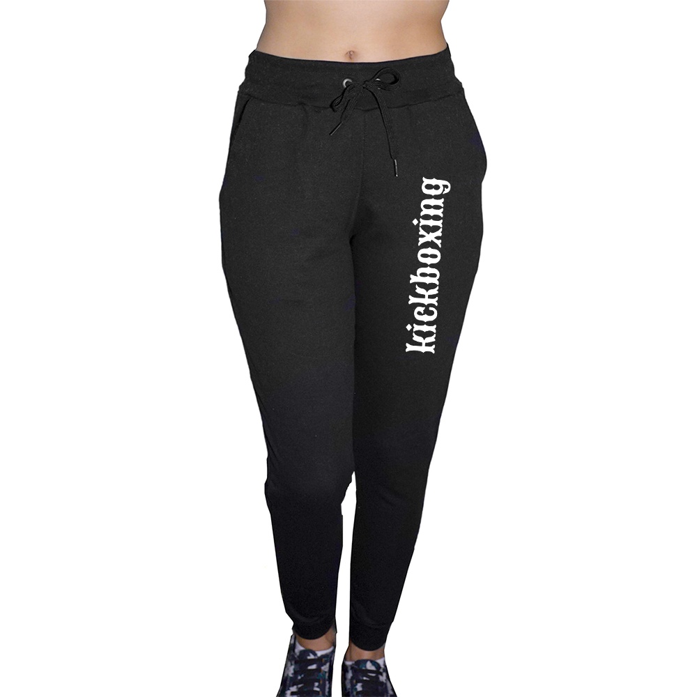 Calça Feminina de Moletom Jogger Kickboxing Artes Marciais Academia Treino