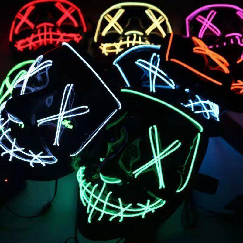 Poitwo Halloween LED Luminoso máscara de Horror Cara Festival Role-Play Bola decoración Props 