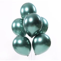 25 Unid Balão 5 Pol verde Metalizado Bexiga Cromado (CHOCO)