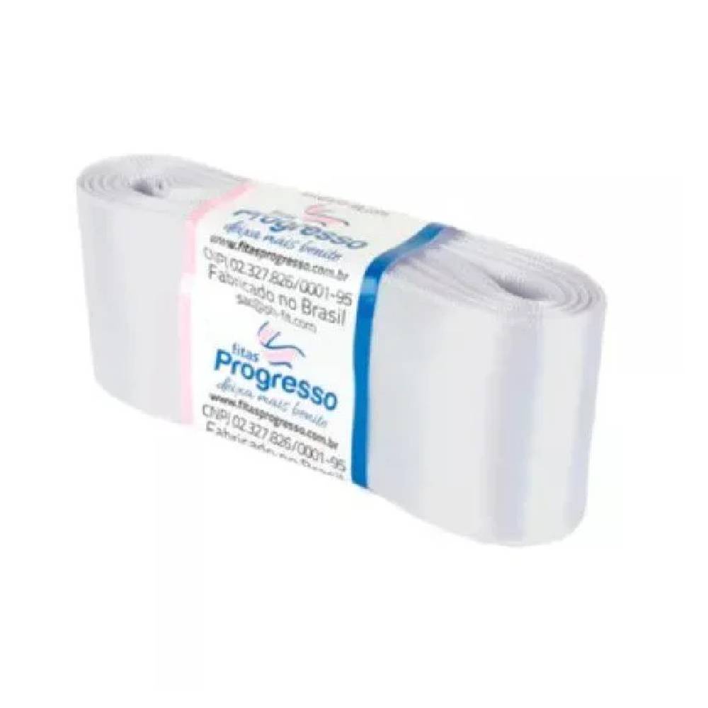 Fita de Cetim Progresso 38mm nº9 - 10m Cor 201 Branco - 1un - Stationery