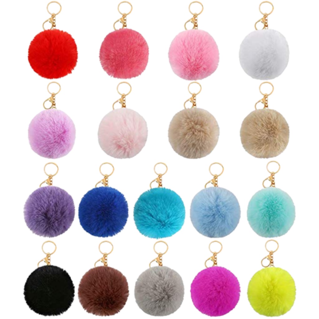 Chaveiro De Pompom Felpudo Pelúcia De Metal Para Bolsas Mochilas Artesanato Varias Cores