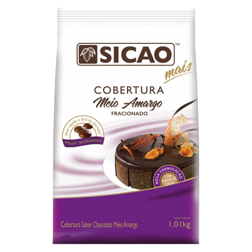 Gotas de Chocolate Cobertura Fracionada Mais Meio Amargo 1,01kg - Sicao