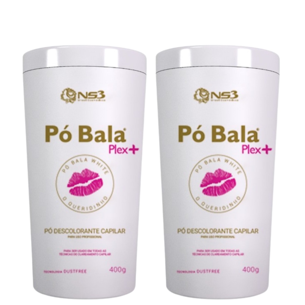 NS3 BRASIL Pó Descolorante Plex White Branco 400g 2 unidades