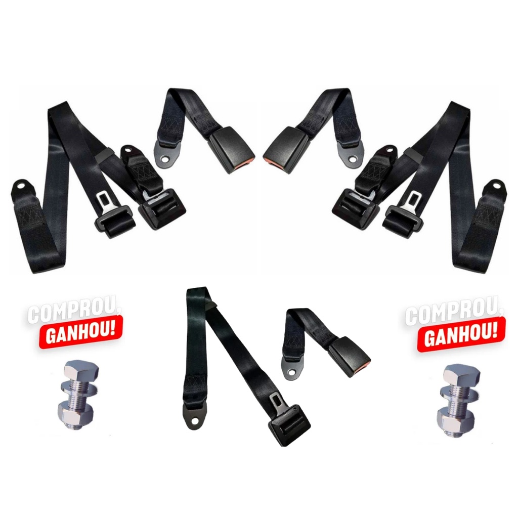 Cinto De Segurança Kit Traseiro 3 Bancos Para Uno Brinde Parafusos em Oferta na Shopee